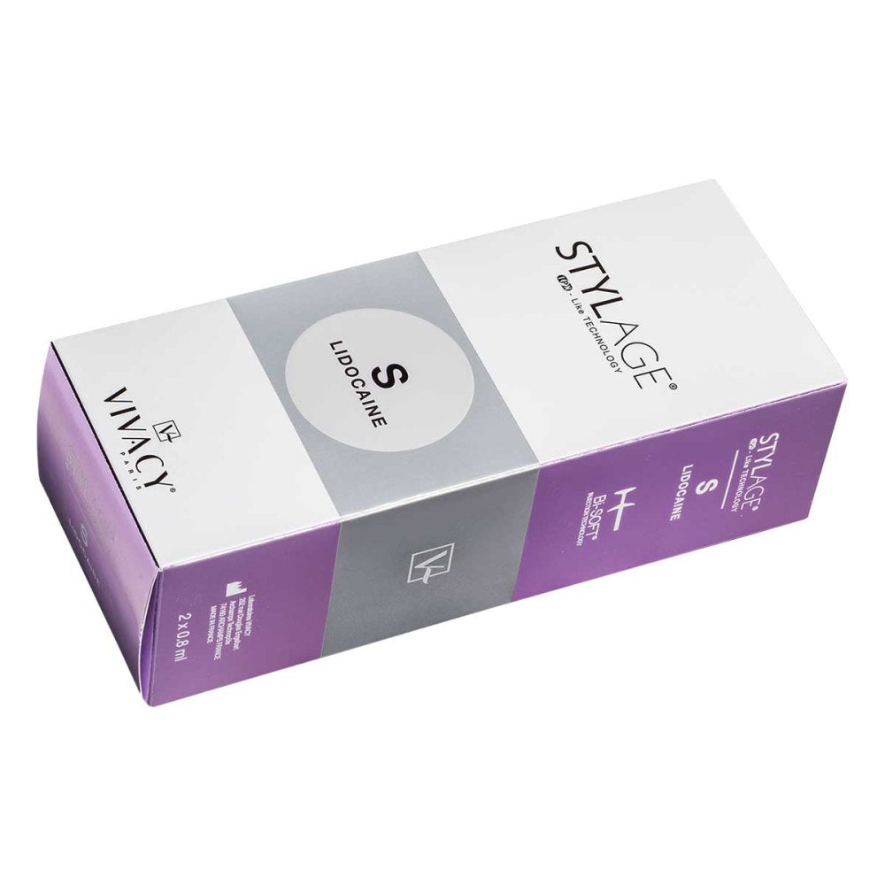 Das Produktfoto zeigt Stylage® Bi-SOFT® S Lidocaine 0,8 ml (2 stk) PZN 08102131