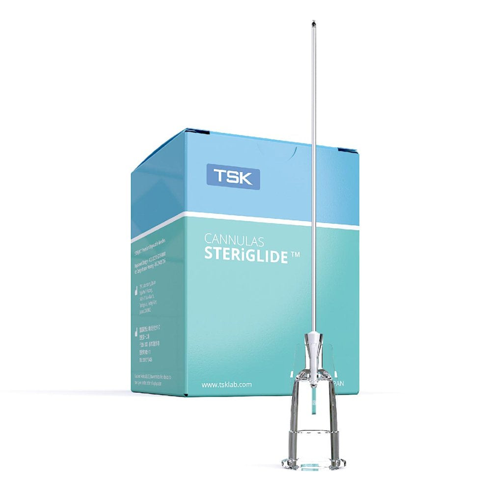 Das Produktfoto zeigt TSK STERiGLIDE Cannula 27G x 25mm (1 inch) (20 stk) PZN 08104289