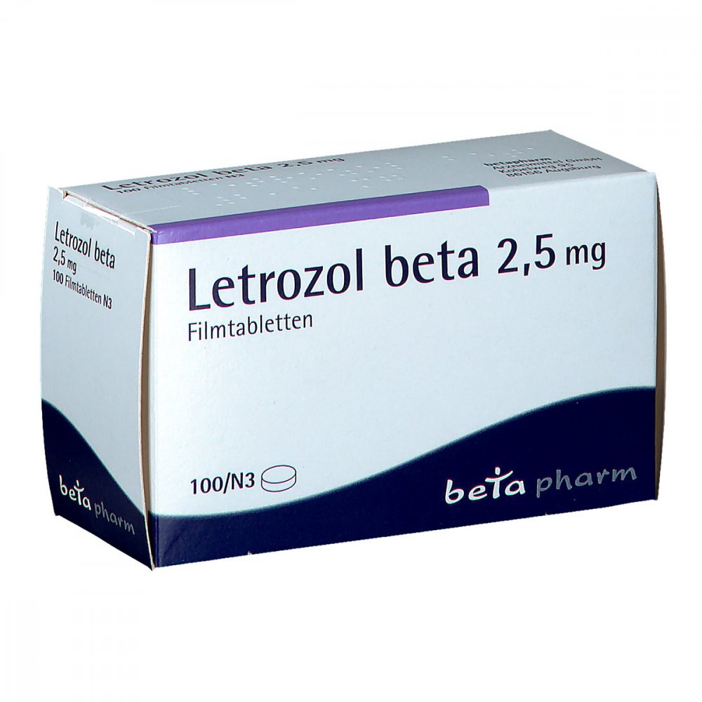 Das Produktfoto zeigt Letrozol Beta 2,5 Mg Filmtabletten (100 stk) PZN 08411033