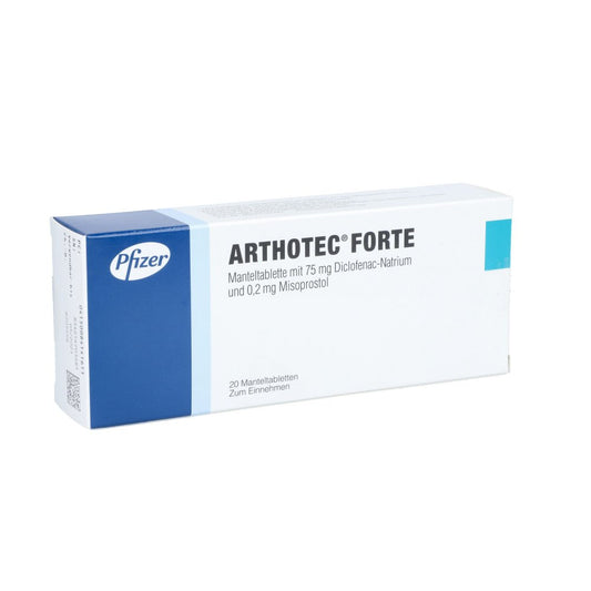 Das Produktfoto zeigt Arthotec Forte Manteltabletten (20 stk) PZN 08414161