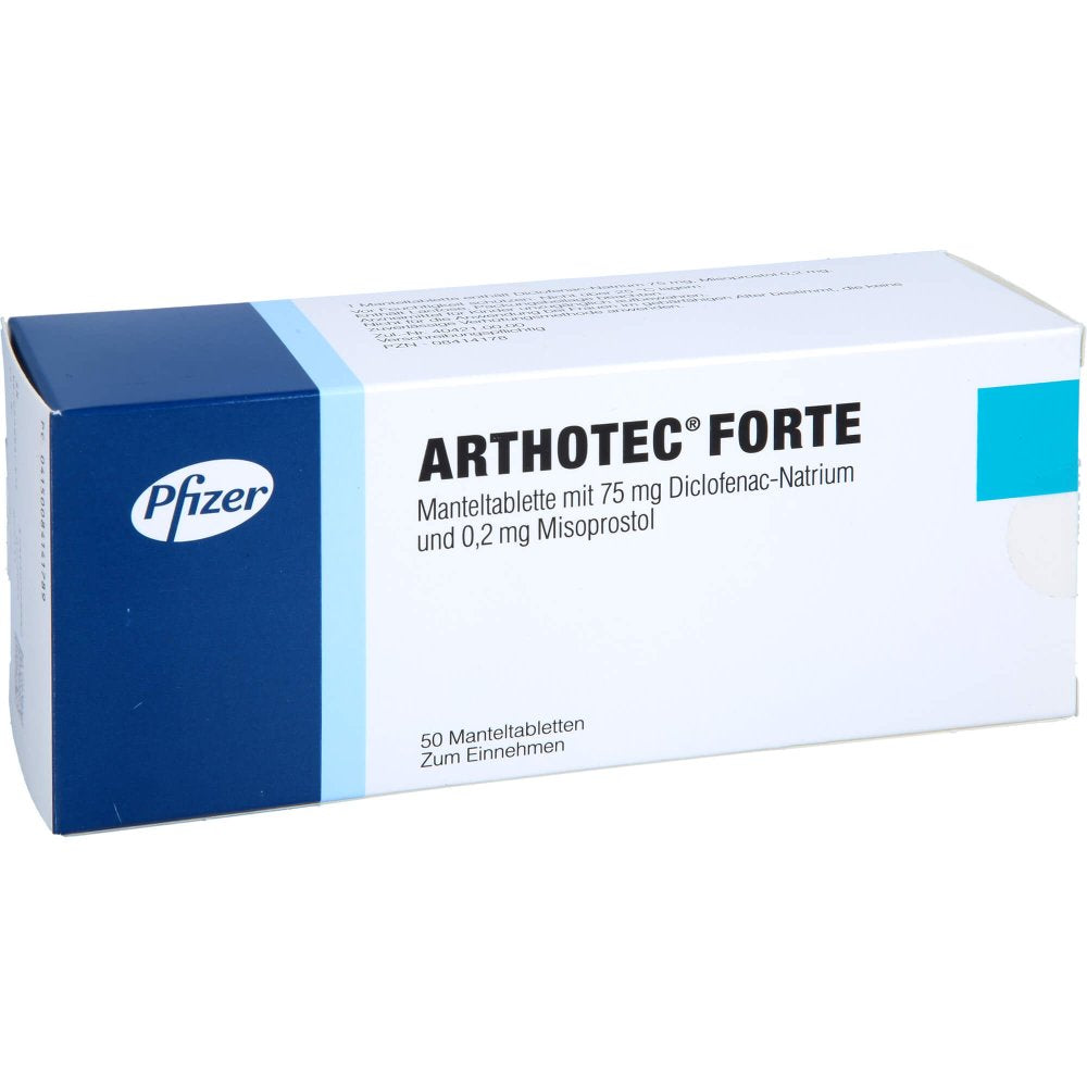Das Produktfoto zeigt Arthotec Forte Manteltabletten (50 stk) PZN 08414178