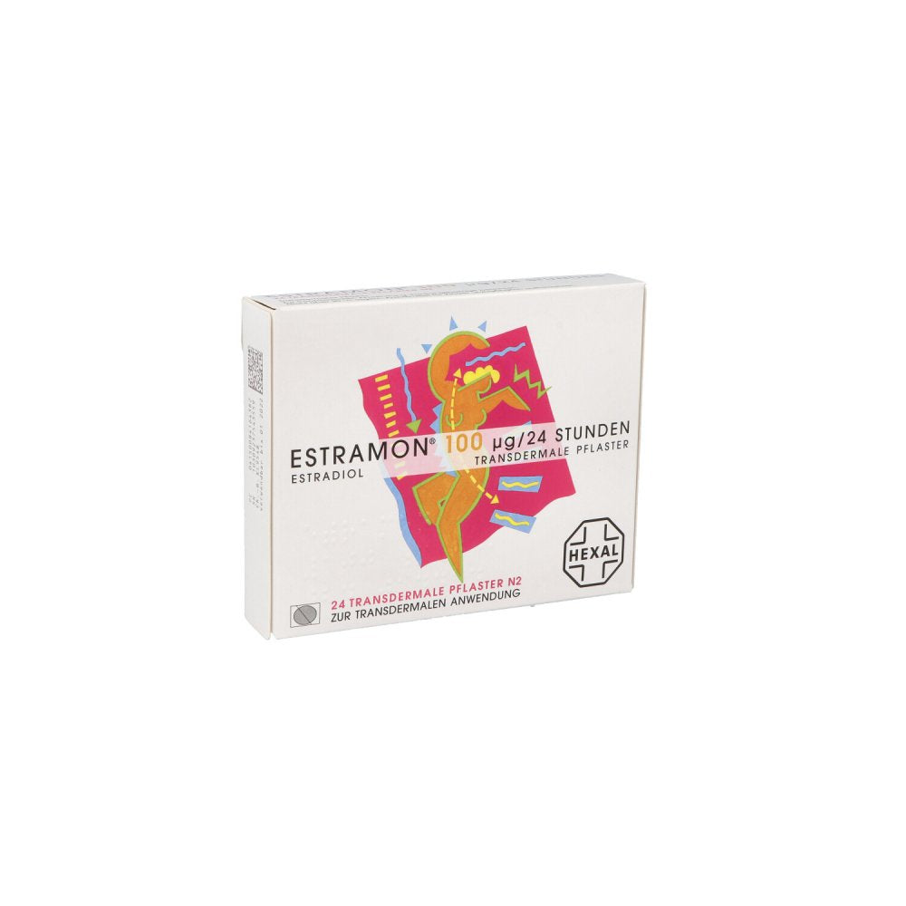 Das Produktfoto zeigt Estramon 100 Μg/24 Stunden Transdermale Pflaster (24 stk) PZN 08416438