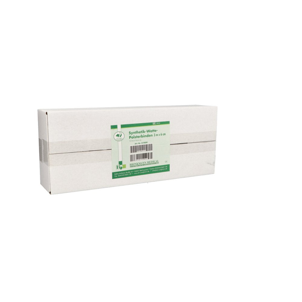 Das Produktfoto zeigt Synthetik Watte Polsterbinden 6 Cmx3 M (10 stk) PZN 08425130
