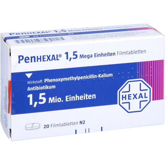 Das Produktfoto zeigt Penhexal 1,5 Mega Filmtabletten (20 stk) PZN 08437156