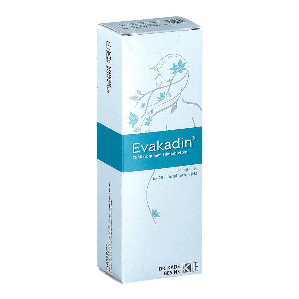 Das Produktfoto zeigt Evakadin 75 Mikrogramm Filmtabletten (6X28 stk) PZN 08454835
