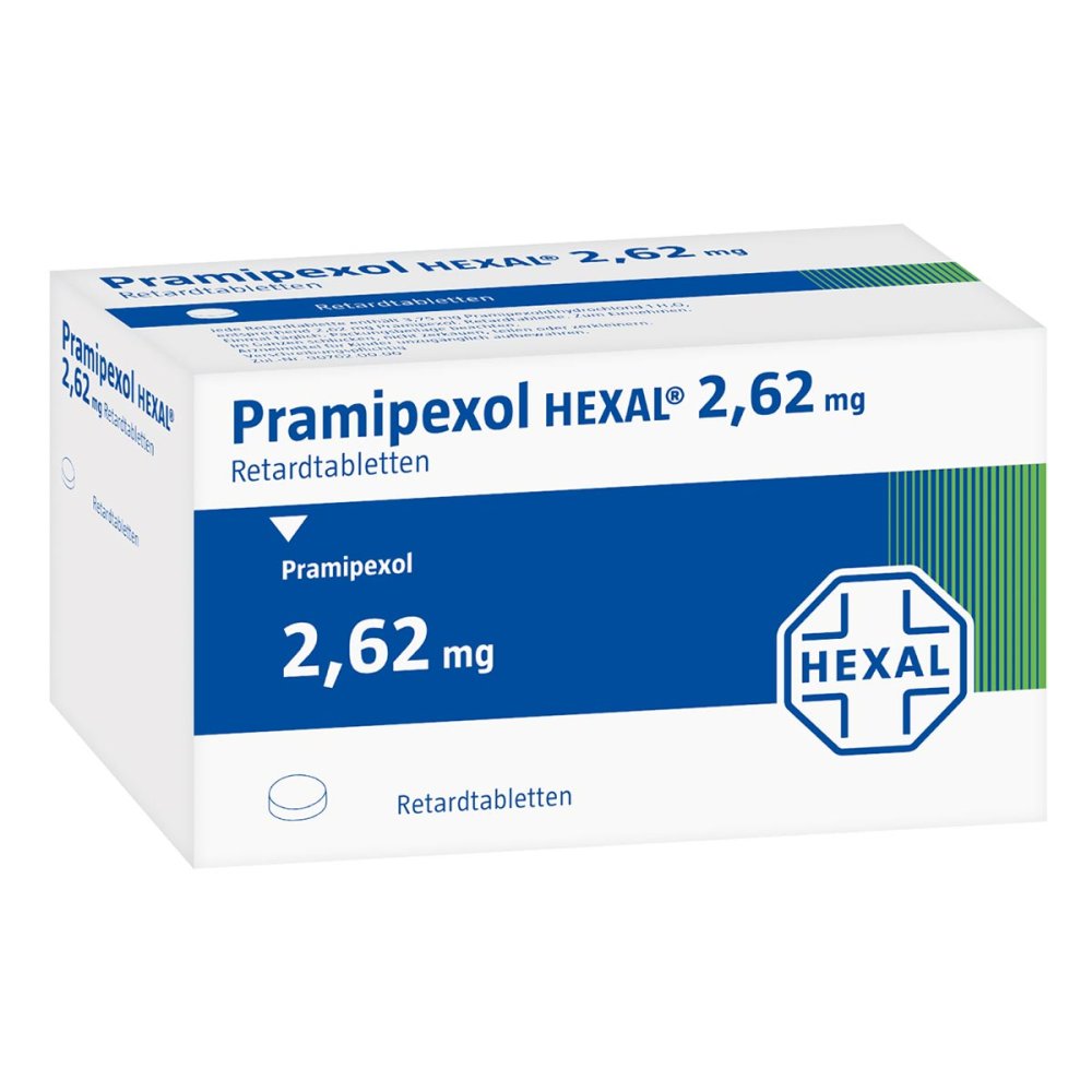 Das Produktfoto zeigt Pramipexol Hexal 2,62 Mg Retardtabletten (30 stk) PZN 08455088