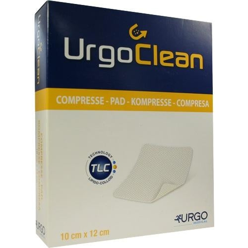 Das Produktfoto zeigt Urgoclean Kompressen 10x12 Cm (20 stk) PZN 08456283