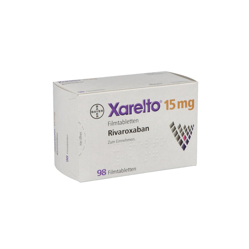 Das Produktfoto zeigt Xarelto 15 Mg Filmtabletten (98 stk) PZN 08461367