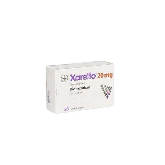 Das Produktfoto zeigt Xarelto 20 Mg Filmtabletten (28 stk) PZN 08461427