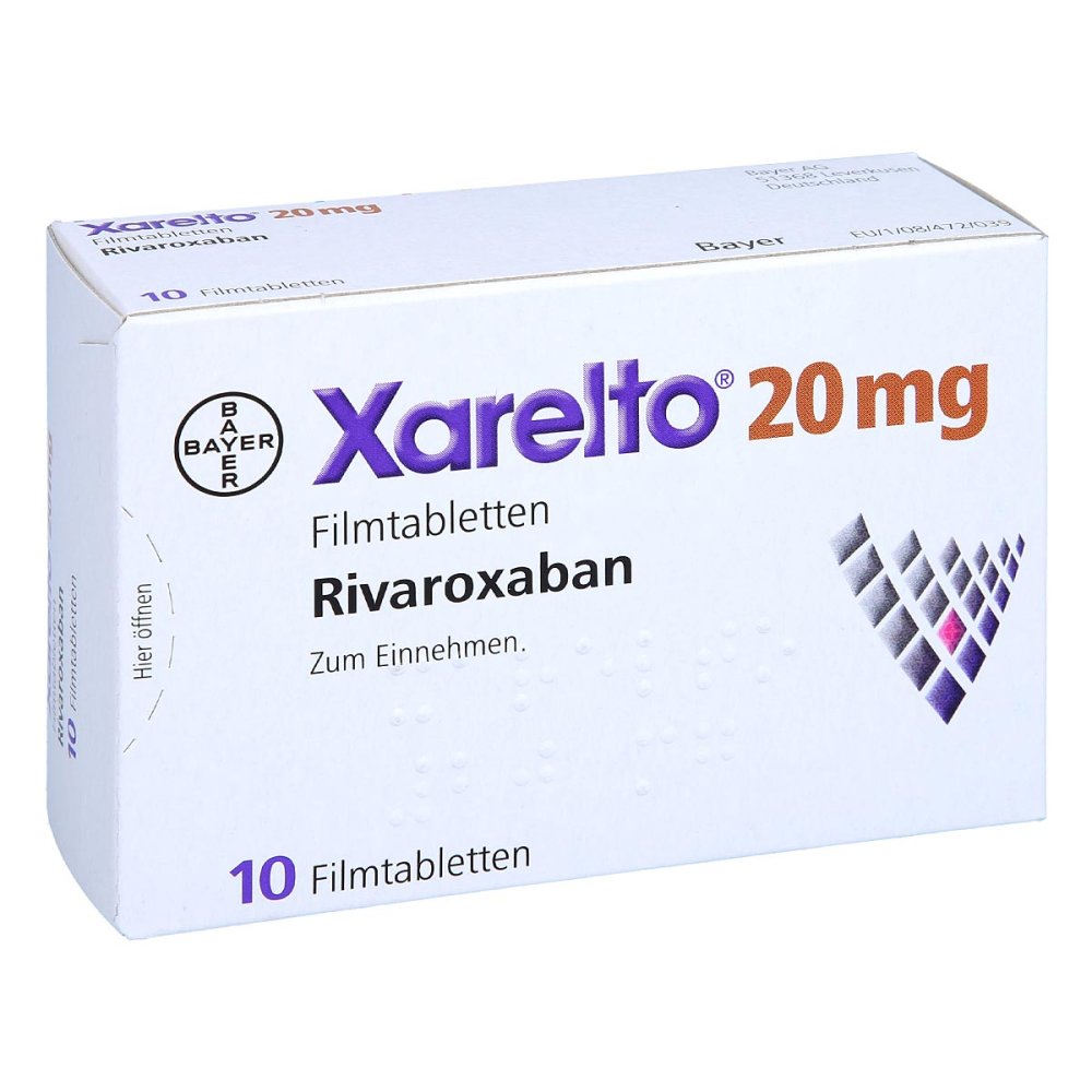Das Produktfoto zeigt Xarelto 20 Mg Filmtabletten (10 stk) PZN 08461456