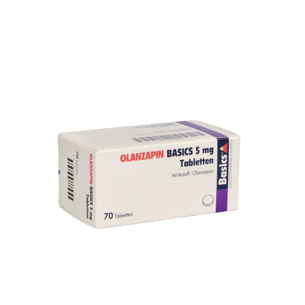Das Produktfoto zeigt Olanzapin Basics 5 Mg Tabletten (70 stk) PZN 08468116
