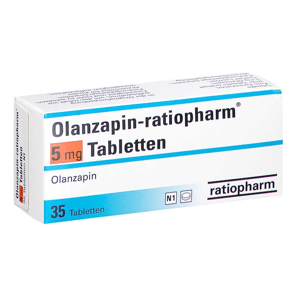 Das Produktfoto zeigt Olanzapin-Ratiopharm 5 Mg Tabletten (35 stk) PZN 08474619
