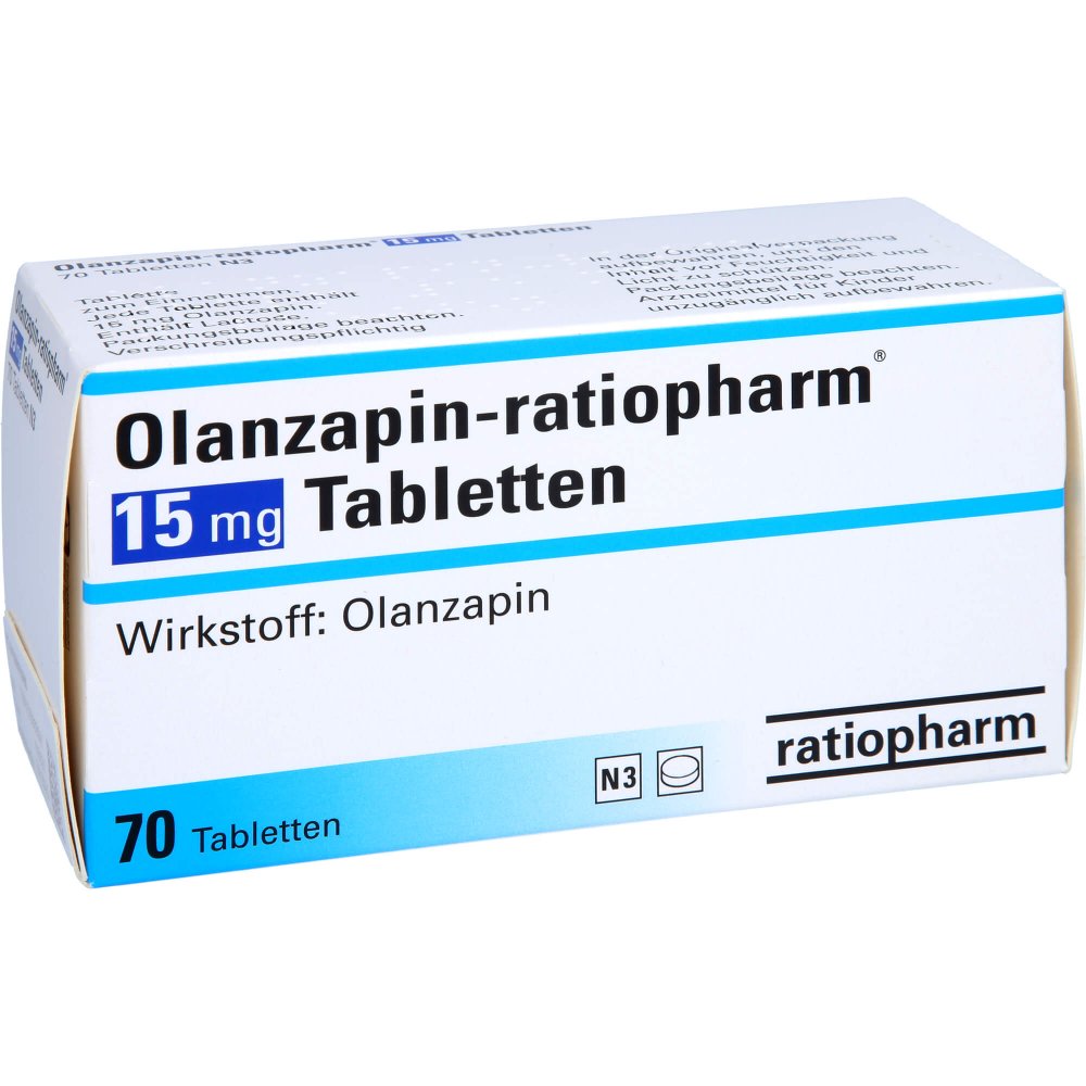 Das Produktfoto zeigt Olanzapin-Ratiopharm 15 Mg Tabletten (70 stk) PZN 08475079