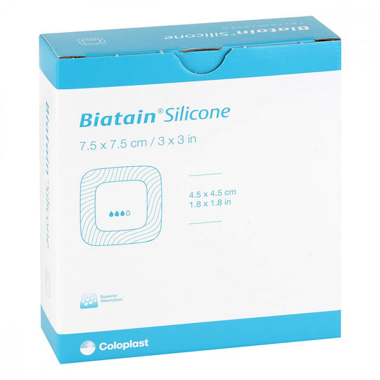 Das Produktfoto zeigt Biatain Silikon Schaumverband 7,5x7,5 Cm (10 stk) PZN 08482062