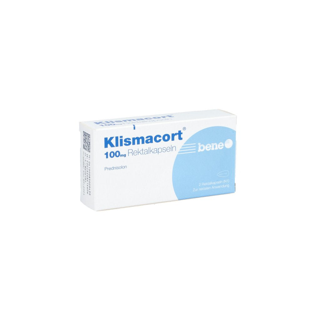 Das Produktfoto zeigt Klismacort 100 Mg Rektalkapseln (2 stk) PZN 08500943
