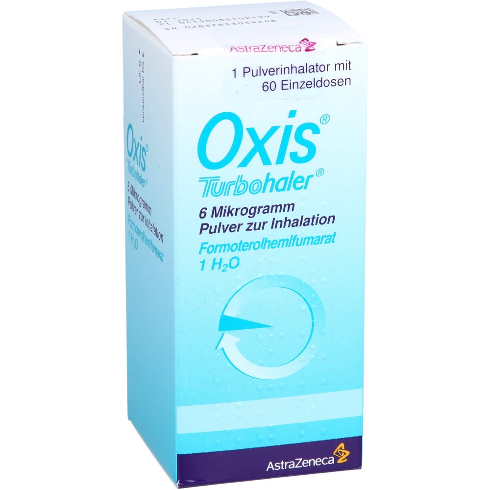 Das Produktfoto zeigt Oxis Turbohaler 6 Μg 60 Ed Inhalationspulver (1 stk) PZN 08510249