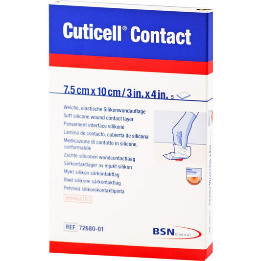 Das Produktfoto zeigt Cuticell Contact 7,5x10 Cm Verband (5 stk) PZN 08515123