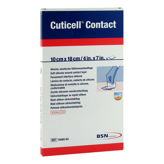 Das Produktfoto zeigt Cuticell Contact 10x18 Cm Verband (5 stk) PZN 08515146