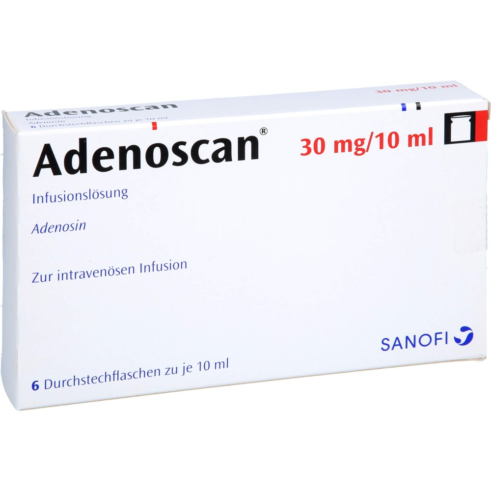 Das Produktfoto zeigt Adenoscan Durchstechflaschen (6 stk) PZN 08523832