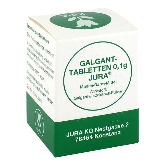 Das Produktfoto zeigt Galganttabletten 0,1 G Jura (100 stk) PZN 08524760