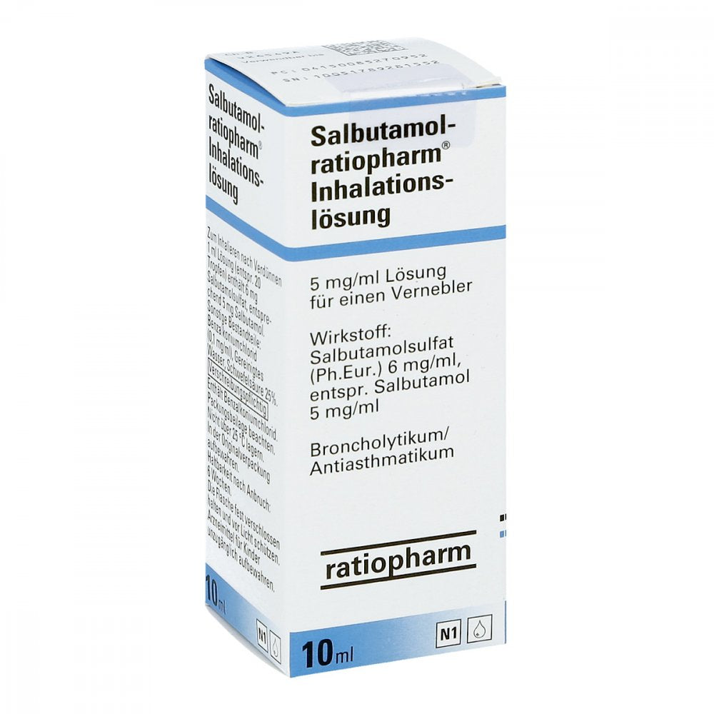 Das Produktfoto zeigt Salbutamol-Ratiopharm Lösung F.E.Vernebler (10 ml) PZN 08527095