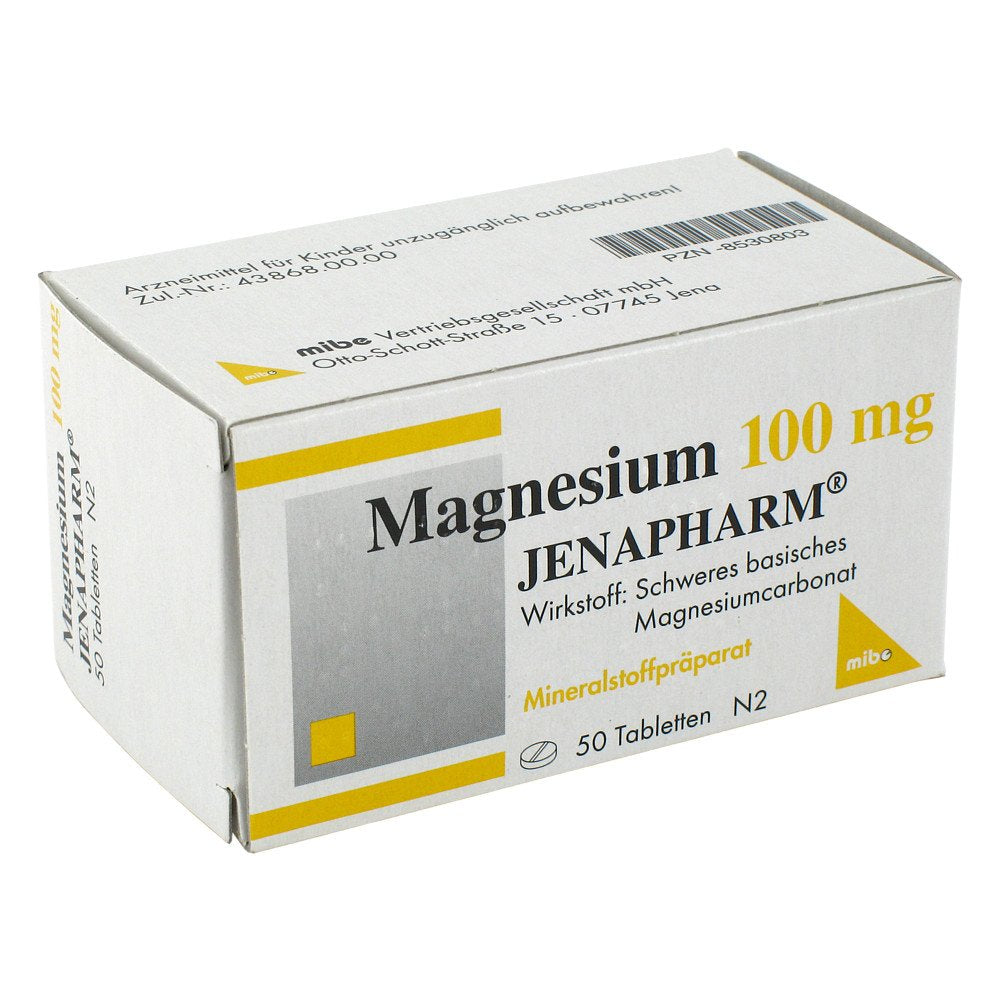 Das Produktfoto zeigt Magnesium 100 Mg Jenapharm Tabletten (50 stk) PZN 08530803