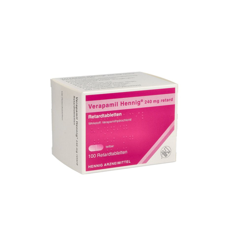 Das Produktfoto zeigt Verapamil Hennig 240 Mg Retard Tabl. (100 stk) PZN 08532914
