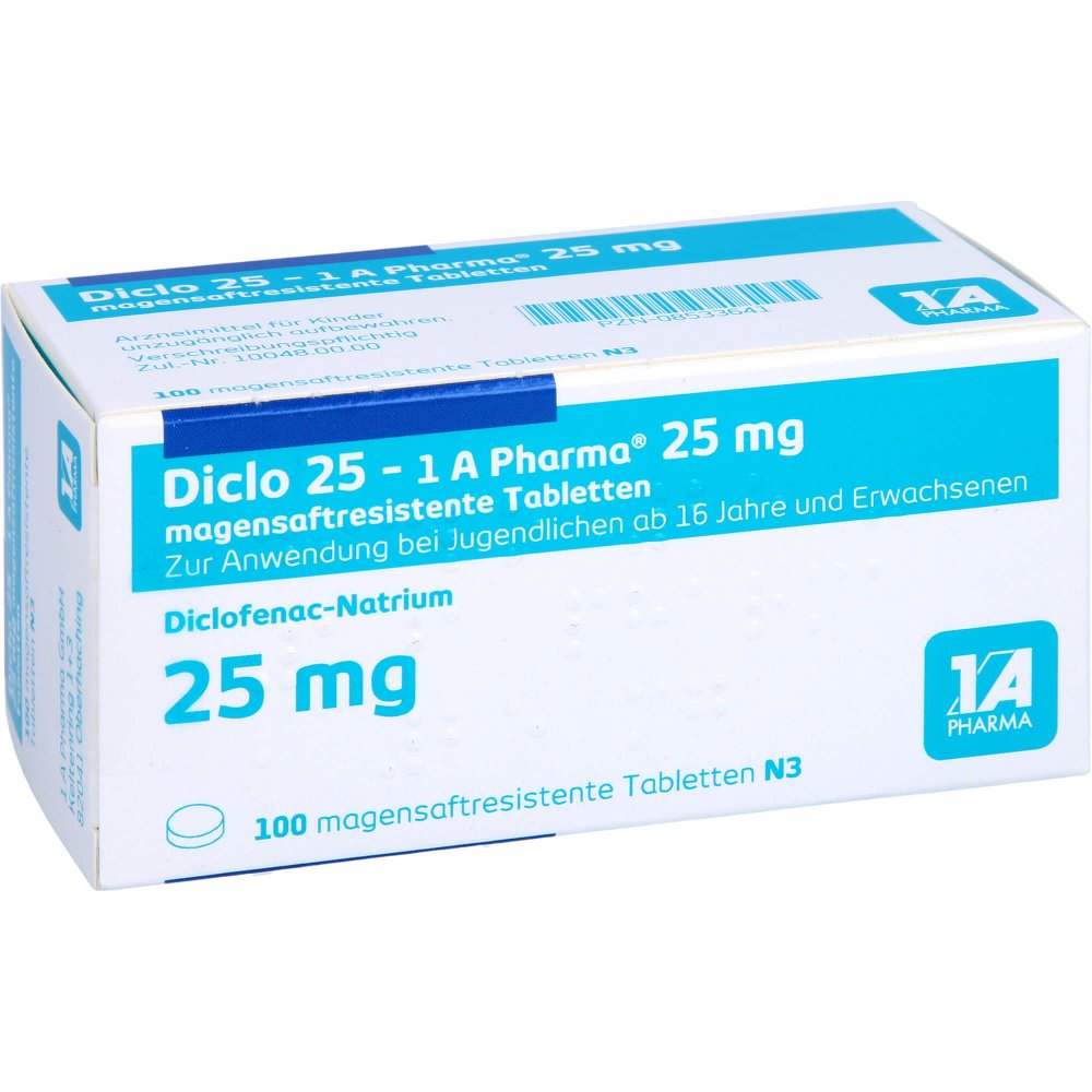 Diclo 25-1a Pharma Magensaftresistente Tabletten (100 stk)