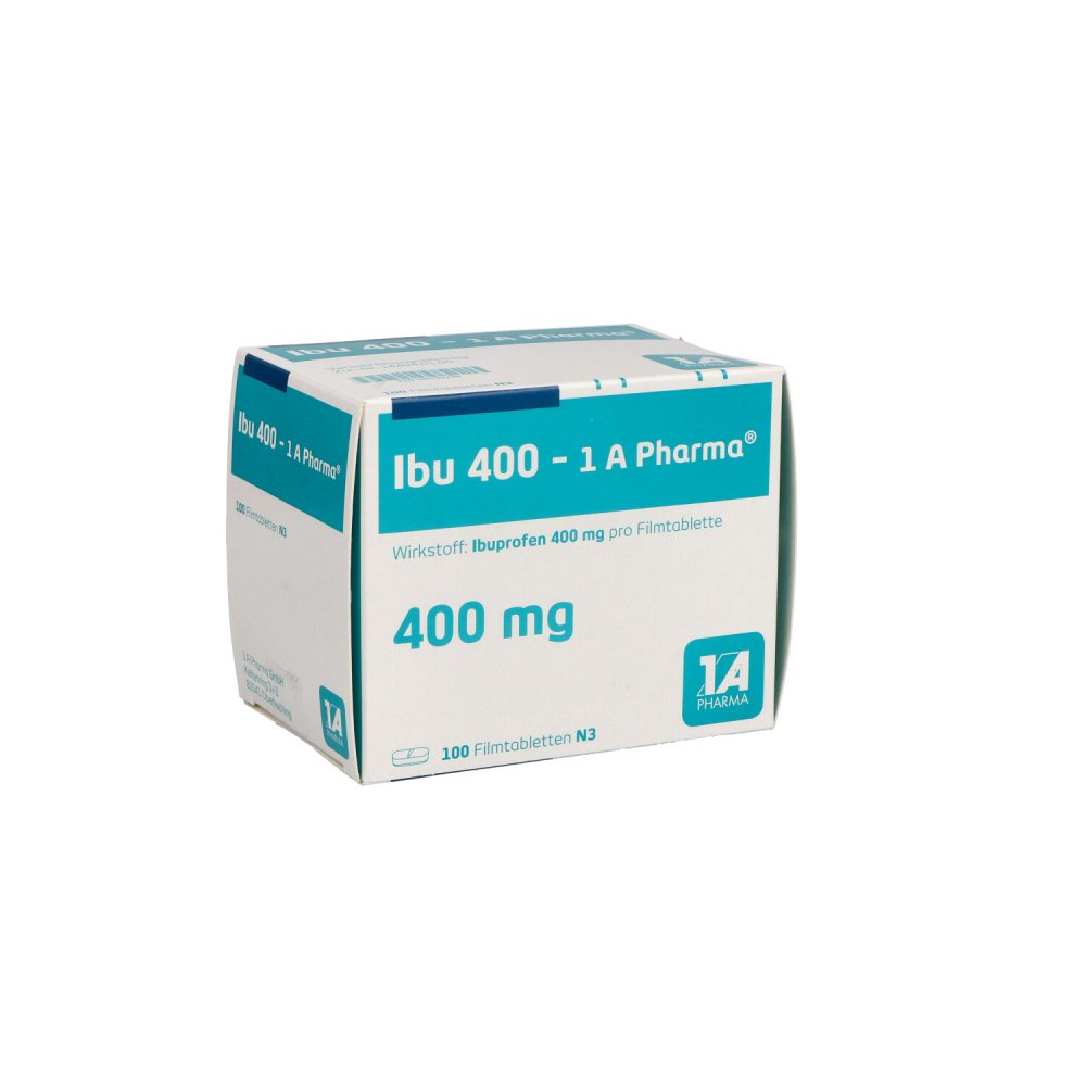 Das Produktfoto zeigt Ibu 400-1a Pharma Filmtabletten (100 stk) PZN 08533799