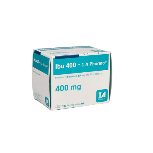 Das Produktfoto zeigt Ibu 400-1a Pharma Filmtabletten (100 stk) PZN 08533799