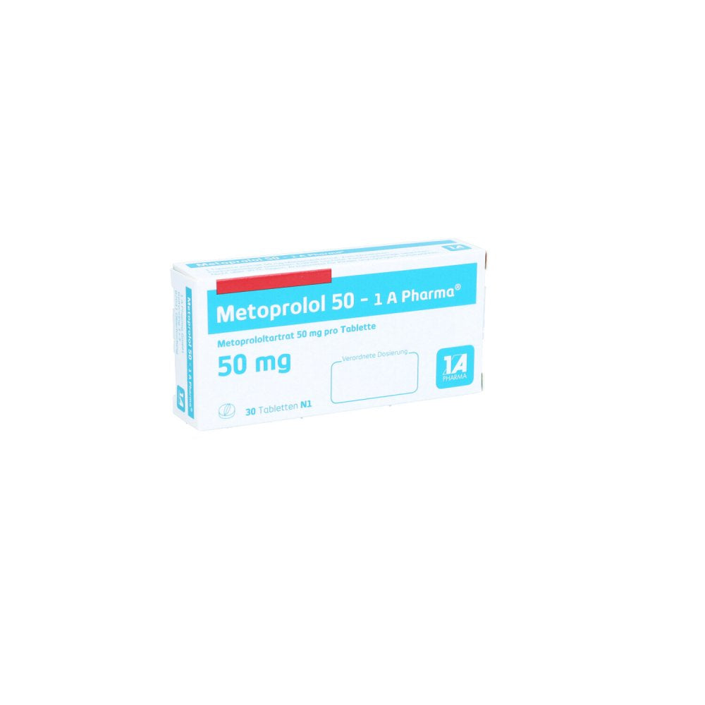 Das Produktfoto zeigt Metoprolol 50-1a Pharma Tabletten (30 stk) PZN 08533871