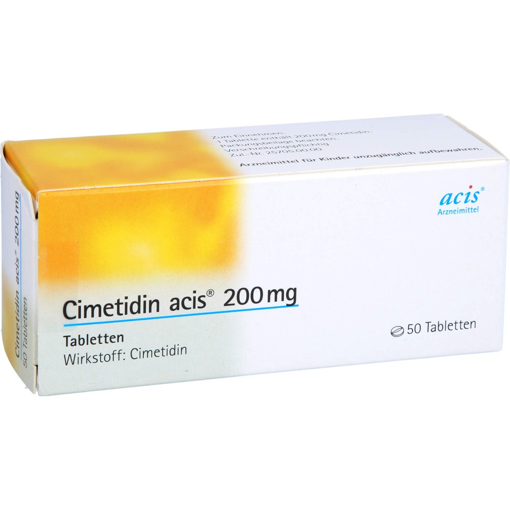 Das Produktfoto zeigt Cimetidin Acis 200 Mg Tabletten (50 stk) PZN 08535686