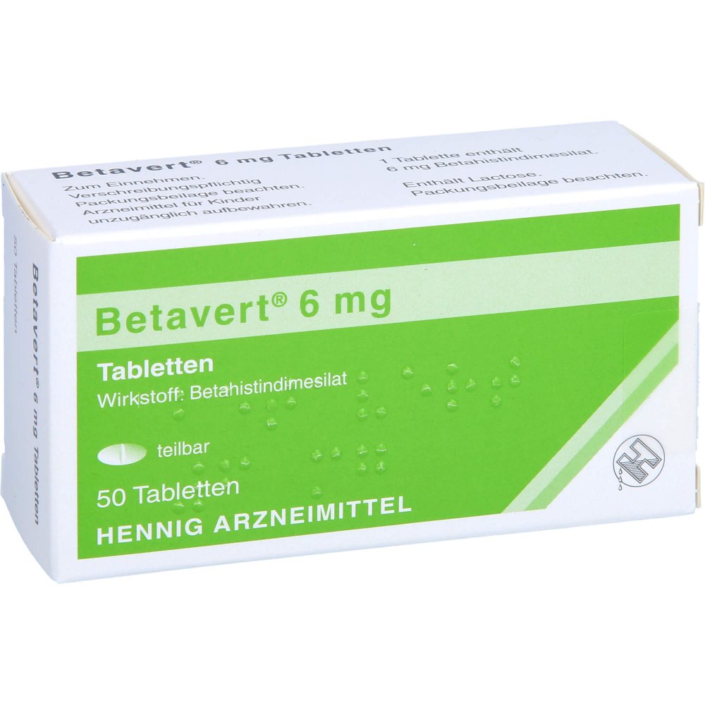 Das Produktfoto zeigt Betavert 6 Mg Tabletten (50 stk) PZN 08538064