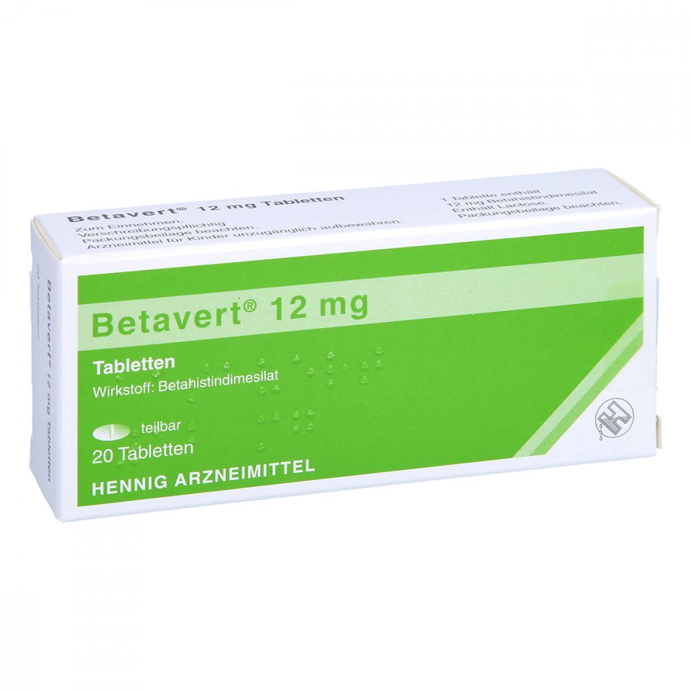 Das Produktfoto zeigt Betavert 12 Mg Tabletten (20 stk) PZN 08538087