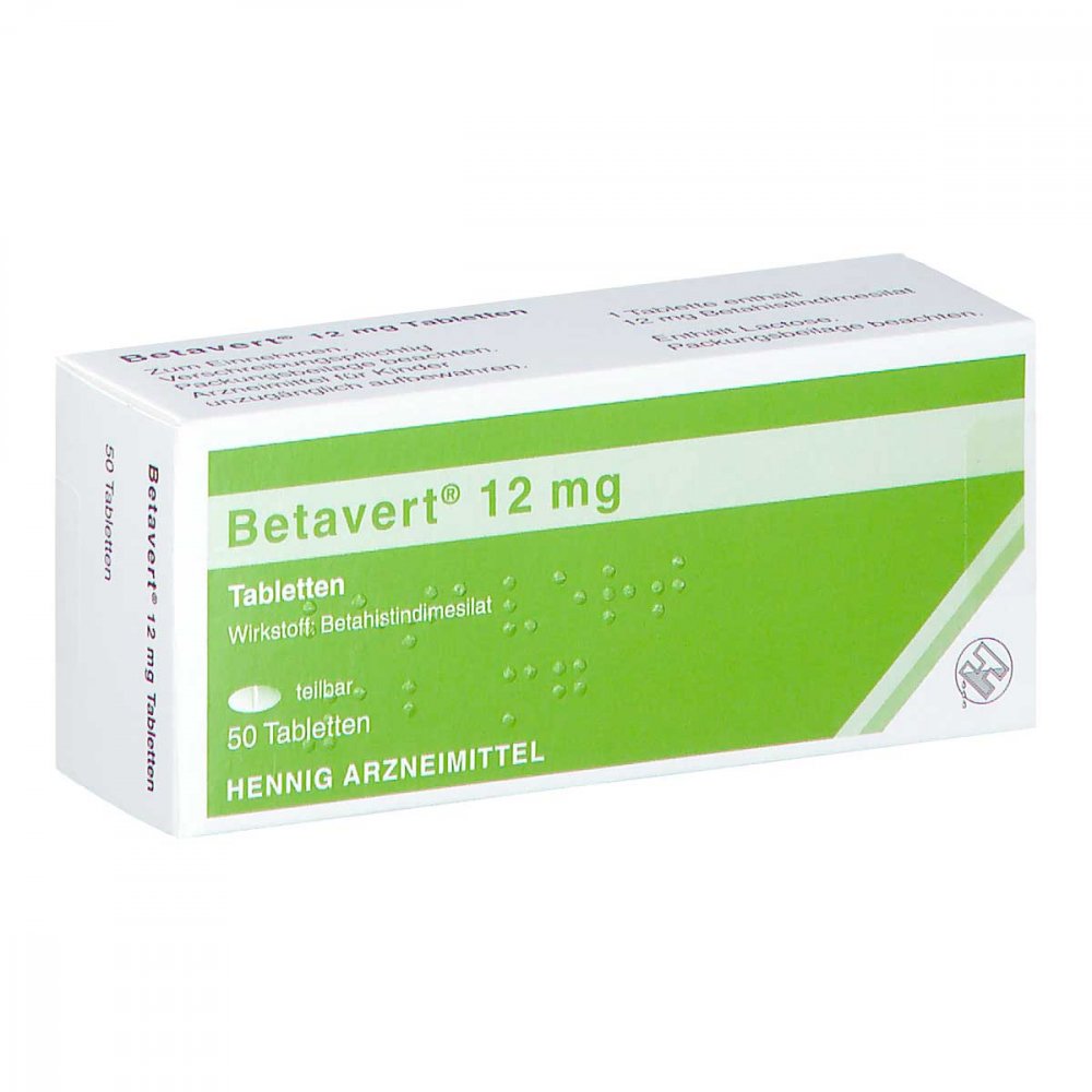 Das Produktfoto zeigt Betavert 12 Mg Tabletten (50 stk) PZN 08538093