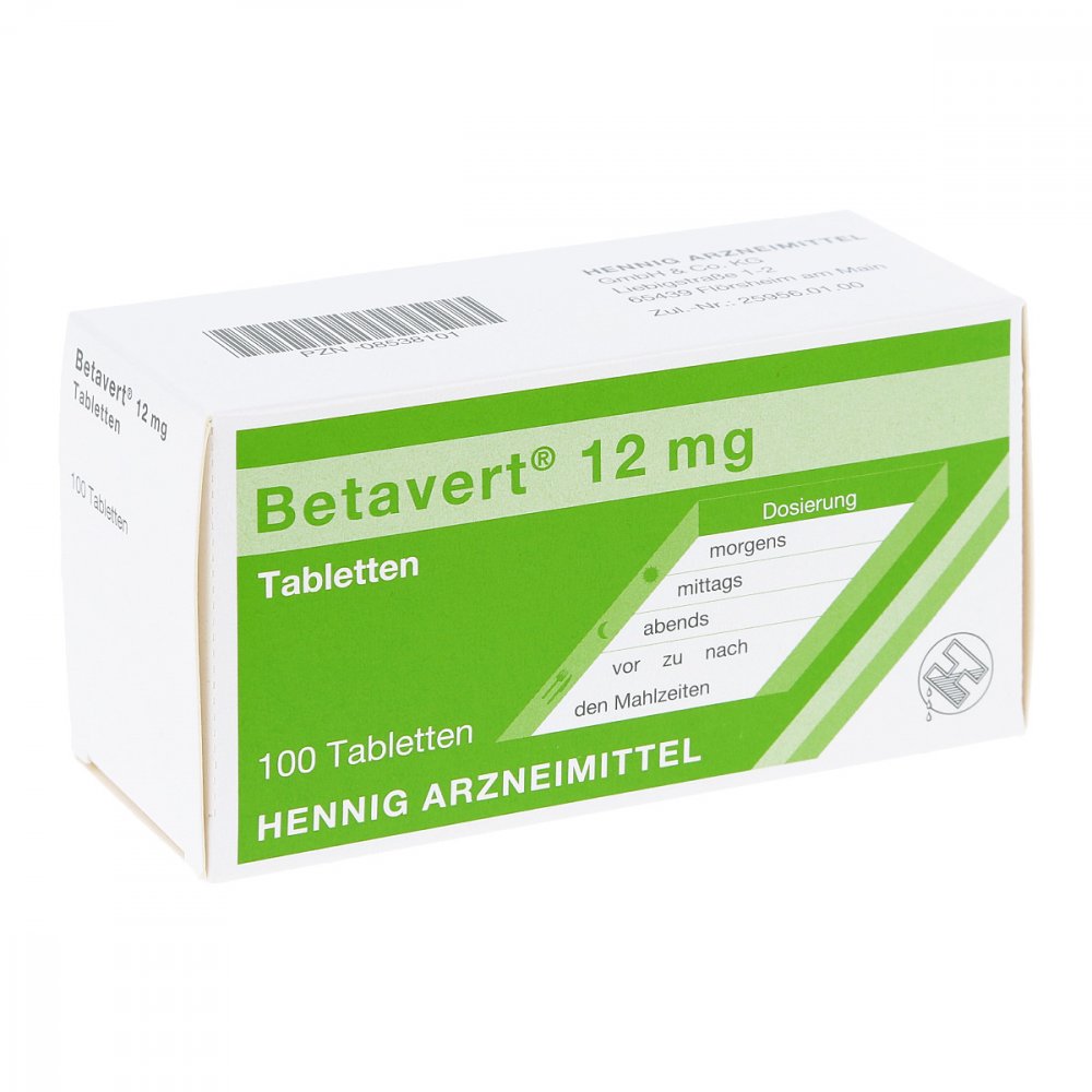 Das Produktfoto zeigt Betavert 12 Mg Tabletten (100 stk) PZN 08538101
