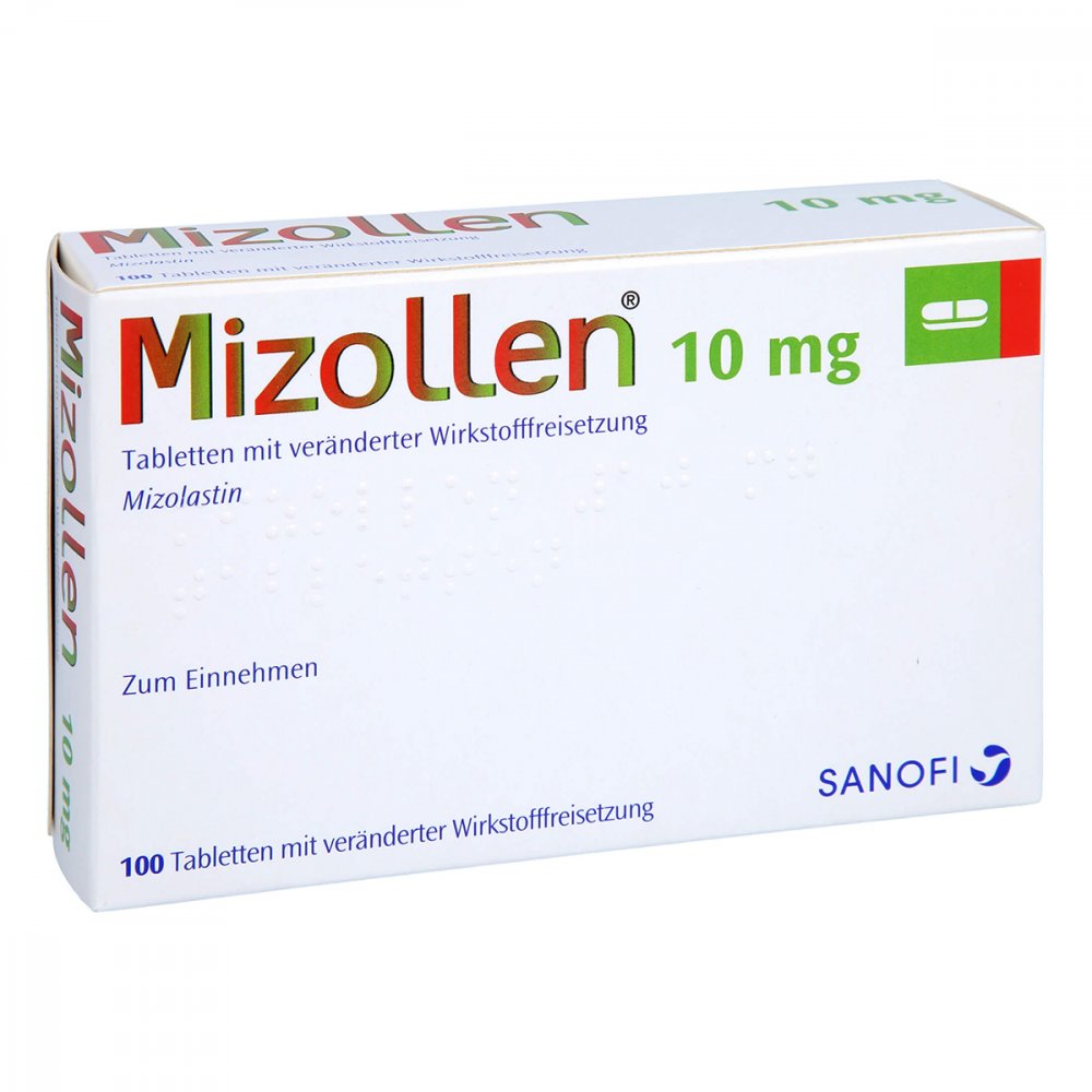 Das Produktfoto zeigt Mizollen 10 Mg Tabletten M.Veränd.Wirkst.-Frs. (100 stk) PZN 08545199