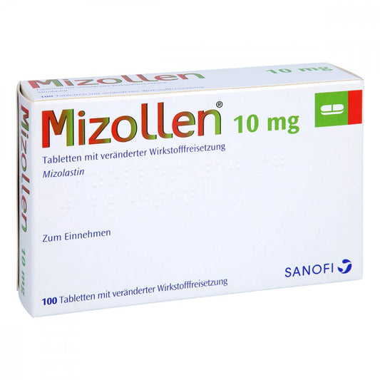 Das Produktfoto zeigt Mizollen 10 Mg Tabletten M.Veränd.Wirkst.-Frs. (100 stk) PZN 08545199