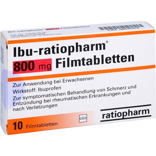 Das Produktfoto zeigt Ibu-Ratiopharm 800 Mg Filmtabletten (10 stk) PZN 08545319