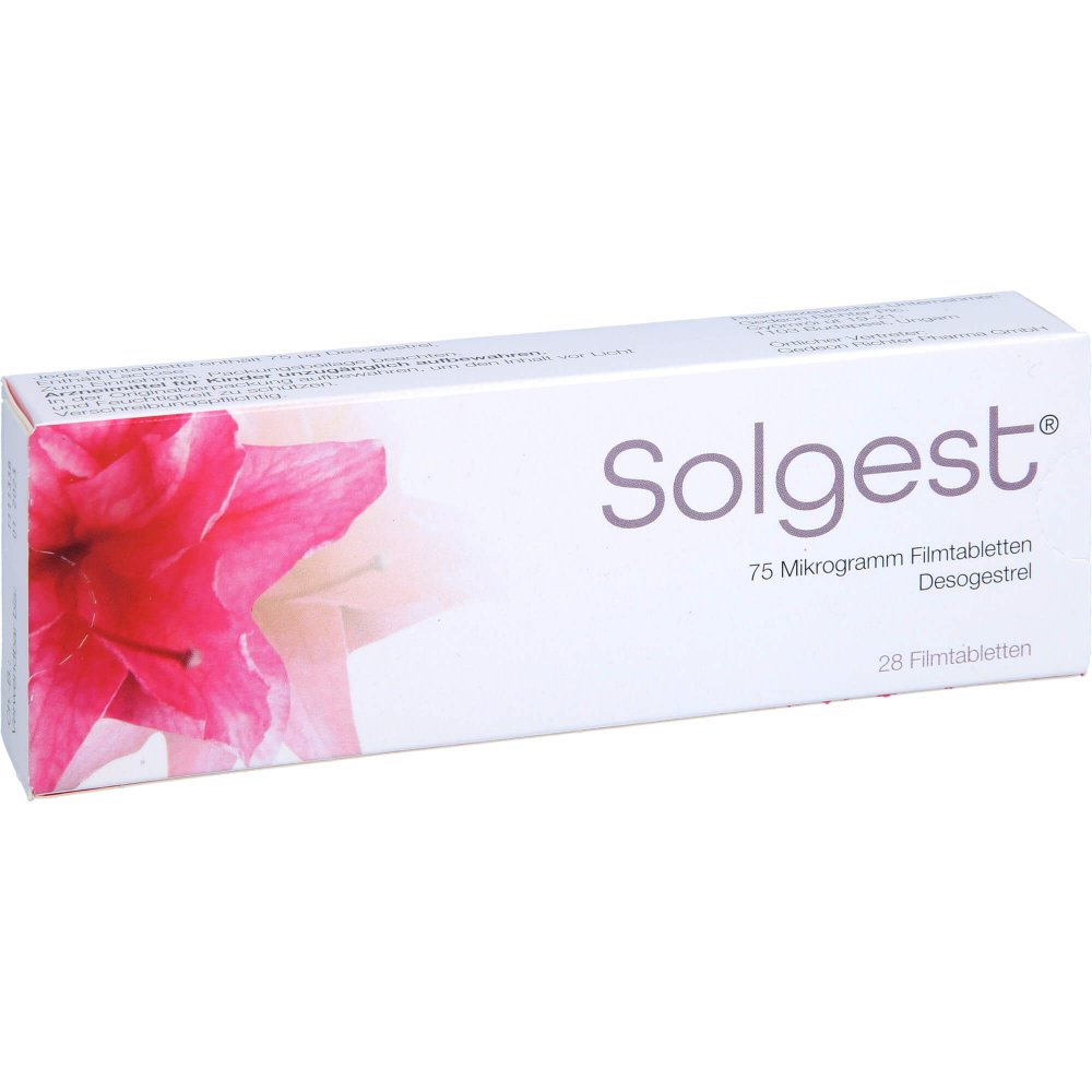 Das Produktfoto zeigt Solgest 75 Mikrogramm Filmtabletten (28 stk) PZN 08556027