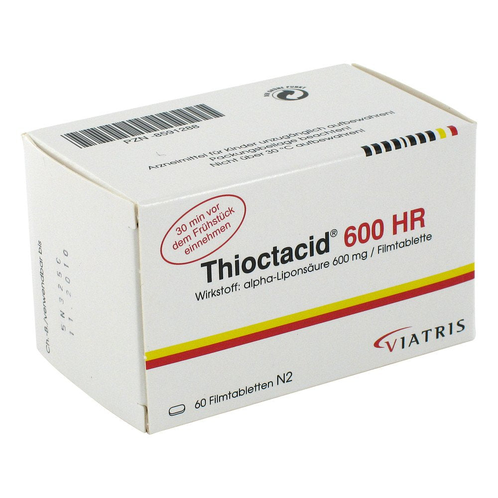 Das Produktfoto zeigt Thioctacid 600 Hr Filmtabletten (60 stk) PZN 08591288