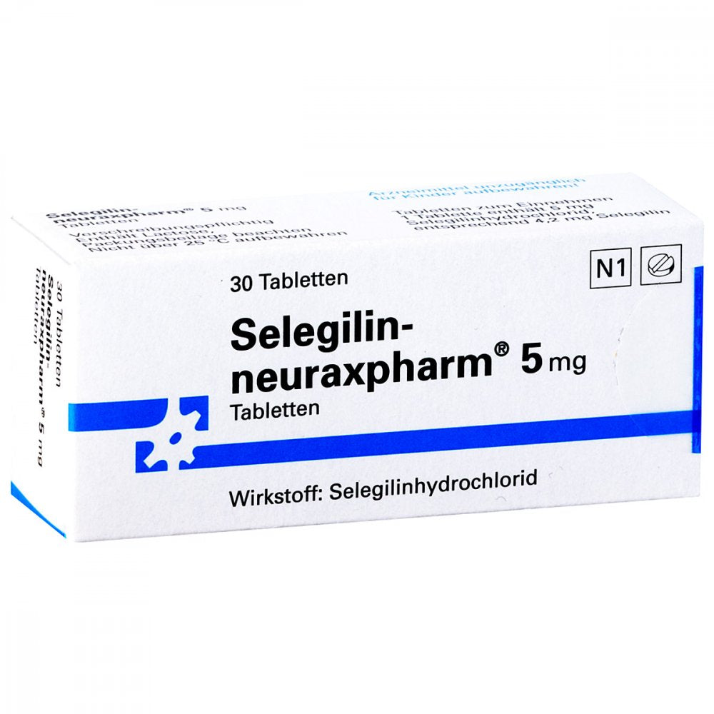 Das Produktfoto zeigt Selegilin-Neuraxpharm 5 Mg Tabletten (30 stk) PZN 08606067