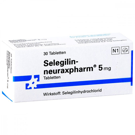 Das Produktfoto zeigt Selegilin-Neuraxpharm 5 Mg Tabletten (30 stk) PZN 08606067