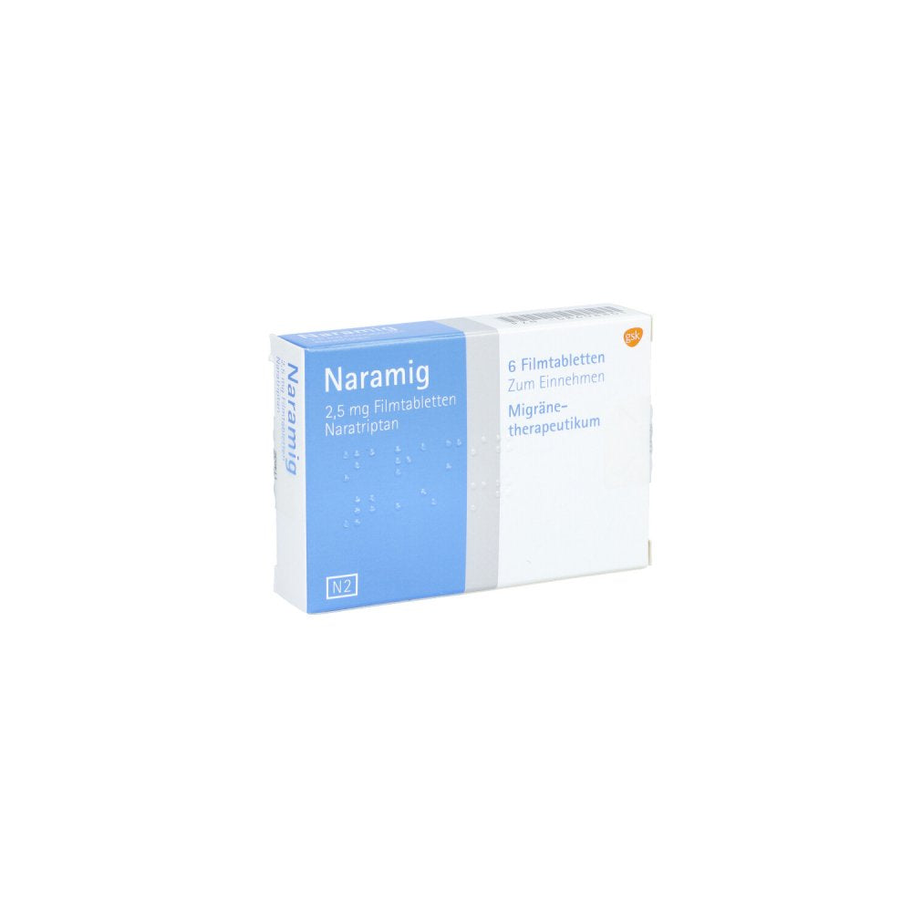 Das Produktfoto zeigt Naramig Filmtabletten (6 stk) PZN 08608801