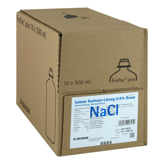 Isotone Kochsalz-Lösung 0,9% Braun Ecoflac Plus (10X500 ml)