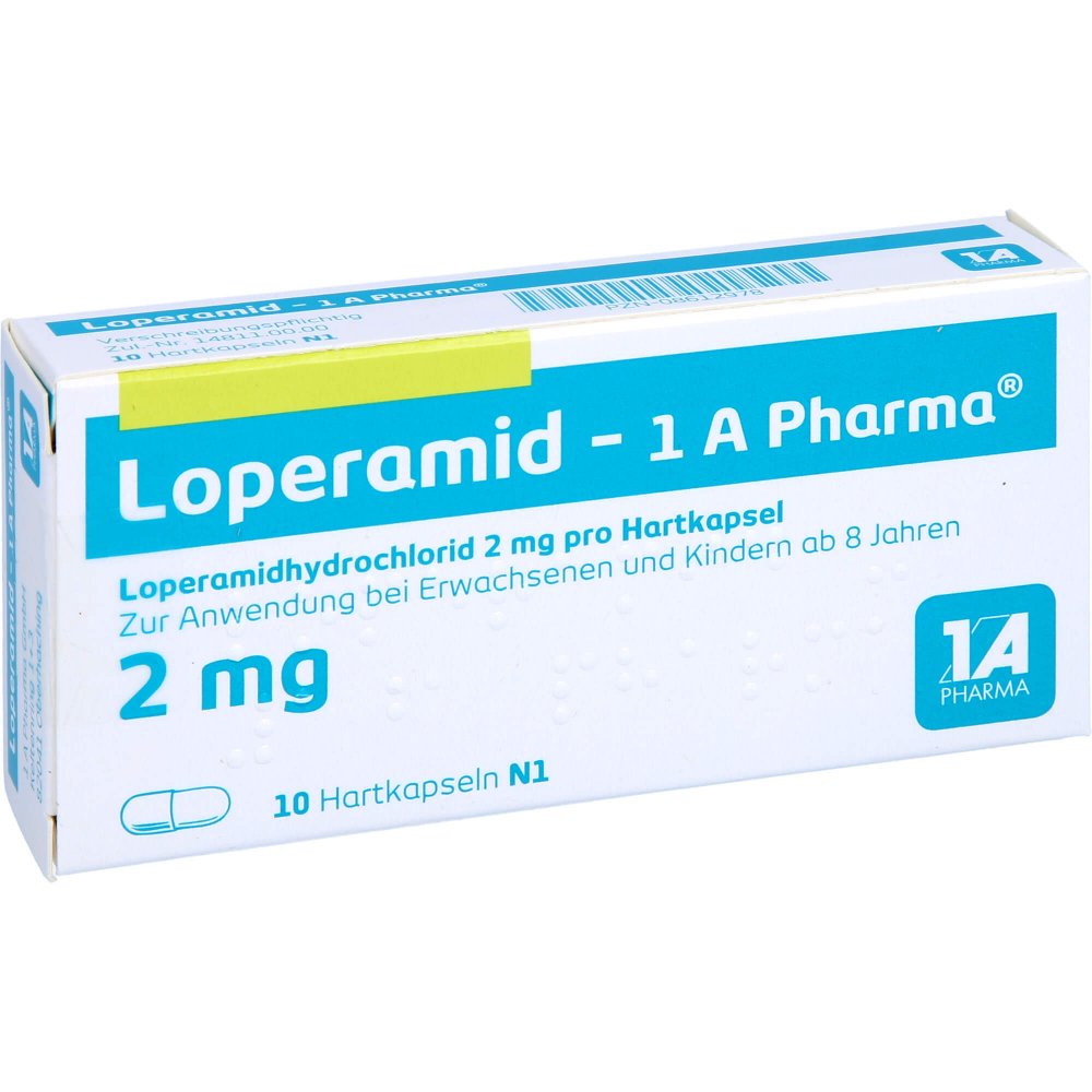 Das Produktfoto zeigt Loperamid-1a Pharma Hartkapseln (10 stk) PZN 08612978