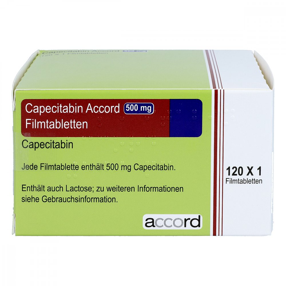Das Produktfoto zeigt Capecitabin Accord 500 Mg Filmtabletten (120 stk) PZN 08624378