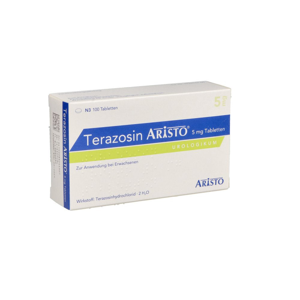Das Produktfoto zeigt Terazosin Aristo 5 Mg Tabletten (100 stk) PZN 08624450