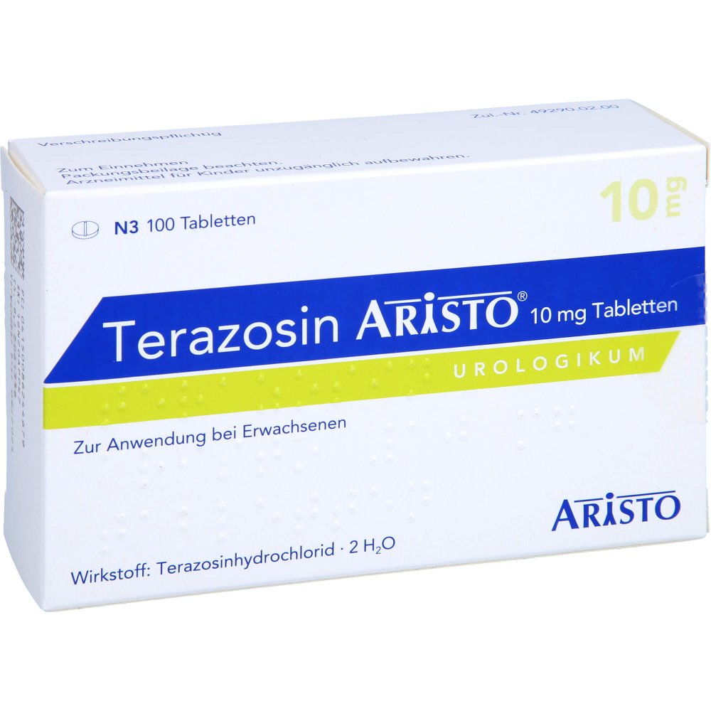Das Produktfoto zeigt Terazosin Aristo 10 Mg Tabletten (100 stk) PZN 08624467