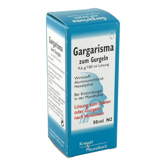 Das Produktfoto zeigt Gargarisma Zum Gurgeln Liquidum (50 ml) PZN 08625053